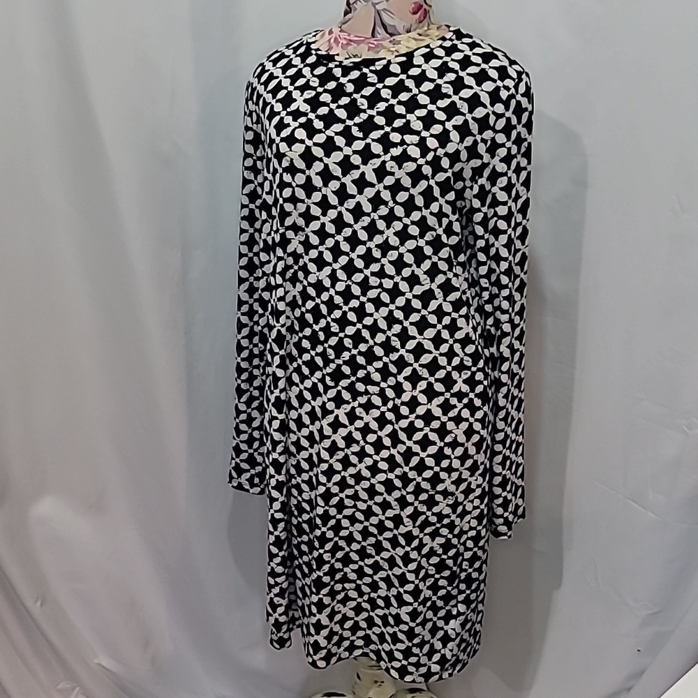 MICHAEL KORS printed graphic design Shift Dress Long Sleeve Crewneck Classic